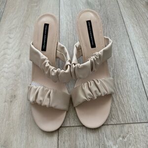 French Connection Cream Ruched Sandals size 10